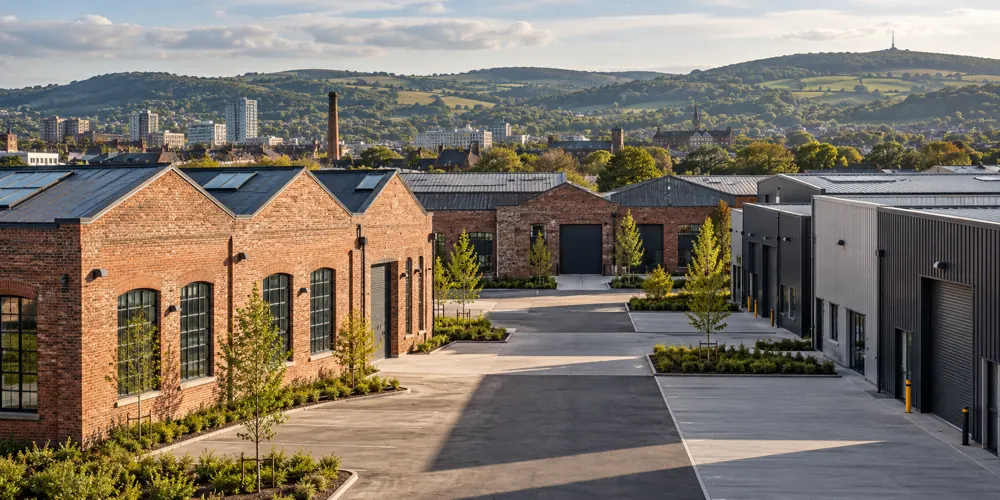 Industrial workshops and commercial premises in a Sheffield-style setting